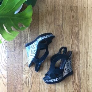 Black suede/snakeskin heels